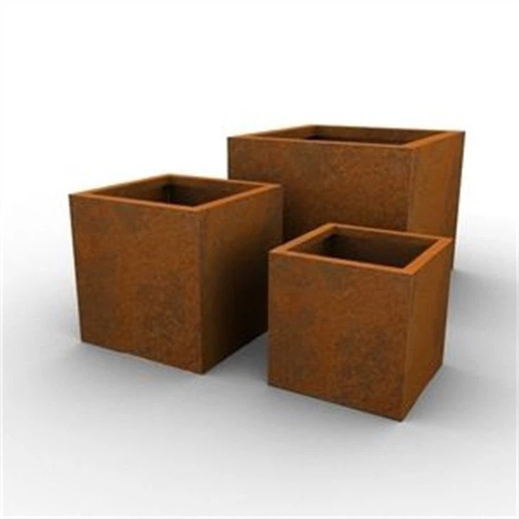 Corten Steel Cube Planter