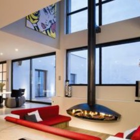 Indoor Corten Steel Wall Mounted Suspended Fireplace