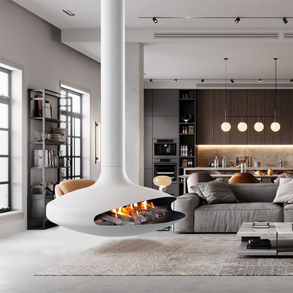 Zawieszany stalowy kominek