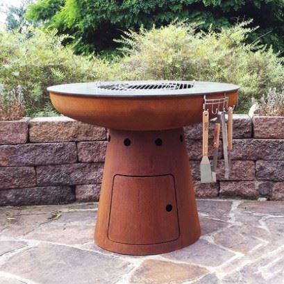 Corten Steel Bbq Fire Pit Wood Storage